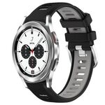 Per Samsung Galaxy Watch4 Classic 42mm 20mm Cinturino sportivo in silicone con fibbia in acciaio bicolore (nero + grigio)