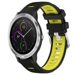 Per Garmin Vivoactive3 20mm cinturino sportivo in silicone con fibbia in acciaio bicolore (nero + verde lime)