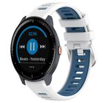 Per Garmin Vivoactive3 Music 20mm Cinturino sportivo in silicone con fibbia in acciaio bicolore (bianco + blu)