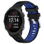 Per Garmin Forerunner 245 Music 20mm Cinturino sportivo in silicone con fibbia in acciaio bicolore (nero + blu)