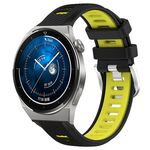 Per Huawei Watch GT3 Pro 43mm 20mm Cinturino sportivo in silicone con fibbia in acciaio bicolore (nero + verde lime)