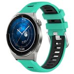 Per Huawei Watch GT3 Pro 43mm 20mm Cinturino sportivo in silicone con fibbia in acciaio bicolore (lago blu + nero)