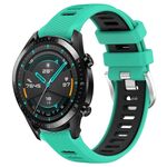 Per Huawei Watch GT2 42mm 20mm Cinturino sportivo in silicone con fibbia in acciaio bicolore (lago blu + nero)