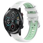 Per Honor MagicWatch2 42mm 20mm Cinturino sportivo in silicone con fibbia in acciaio bicolore (bianco + verde acqua)