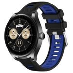 Per Huawei Watch Buds 22mm Cinturino sportivo in silicone con fibbia in acciaio bicolore (nero + blu)