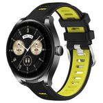 Per Huawei Watch Buds 22mm Cinturino sportivo in silicone con fibbia in acciaio bicolore (nero + verde lime)