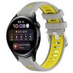 Per Huawei Watch 3 22mm Cinturino sportivo in silicone con fibbia in acciaio bicolore (grigio + giallo)