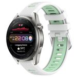 Per Huawei Watch 3 Pro Nuovo cinturino sportivo in silicone con fibbia in acciaio bicolore da 22 mm (bianco + verde acqua)