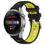 Per Huawei Watch 3 Pro Nuovo cinturino sportivo in silicone con fibbia in acciaio bicolore da 22 mm (nero + verde lime)