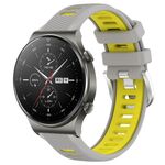 Per Huawei GT2 Pro 22mm Cinturino sportivo in silicone con fibbia in acciaio bicolore (grigio + giallo)