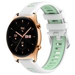 For Honor Watch GS 3 22mm Cinturino sportivo in silicone con fibbia in acciaio bicolore (bianco + verde acqua)