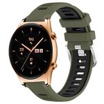 For Honor Watch GS 3 22mm Cinturino sportivo in silicone con fibbia in acciaio bicolore (verde militare + nero)