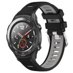 Per Honor Magic Watch 2 46mm 22mm Cinturino sportivo in silicone con fibbia in acciaio bicolore (nero + grigio)