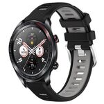 For Honor Watch Dream 22mm Cinturino sportivo in silicone con fibbia in acciaio bicolore (nero + grigio)