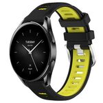 Per Xiaomi Watch S2 42mm 22mm Cinturino sportivo in silicone con fibbia in acciaio bicolore (nero + verde lime)