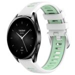 Per Xiaomi Watch S2 46mm 22mm Cinturino sportivo in silicone con fibbia in acciaio bicolore (bianco + verde acqua)