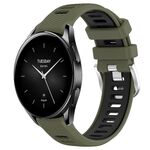 Per Xiaomi Watch S2 46mm 22mm Cinturino sportivo in silicone con fibbia in acciaio bicolore (verde militare + nero)