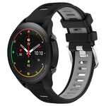 Per Xiaomi MI Watch S1 Pro 22mm Cinturino sportivo in silicone con fibbia in acciaio bicolore (nero + grigio)