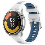 Per Xiaomi Watch S1 Active 22mm Cinturino sportivo in silicone con fibbia in acciaio bicolore (bianco + blu)