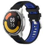 Per Xiaomi Watch S1 Active 22mm Cinturino sportivo in silicone con fibbia in acciaio bicolore (nero + blu)