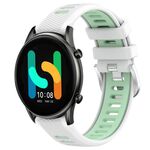 Per Xiaomi MI Watch Color 22mm Cinturino sportivo in silicone con fibbia in acciaio bicolore (bianco + verde acqua)