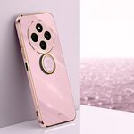 Per Redmi 14C 4G XINLI Custodia per telefono in TPU elettroplaccato 6D con bordo dritto con supporto ad anello (viola ciliegia)