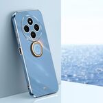 Per Redmi 14C 4G XINLI Custodia per telefono in TPU elettroplaccato 6D con bordo dritto e supporto ad anello (blu celeste)