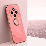 Per Redmi 14C 4G XINLI Custodia per telefono in TPU elettroplaccato 6D con bordo dritto e supporto ad anello (rosso biancospino)