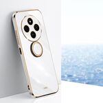 Per Redmi 14C 4G XINLI Custodia per telefono in TPU elettroplaccato 6D con bordo dritto con supporto ad anello (bianco)