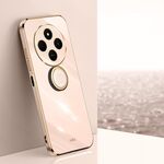 Per Redmi 14C 4G XINLI Custodia per telefono in TPU elettroplaccato 6D con bordo dritto e supporto ad anello (rosa)