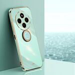 Per Redmi 14C 4G XINLI Custodia per telefono in TPU elettroplaccato 6D con bordo dritto con supporto ad anello (verde menta)