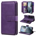 Per Xiaomi 14T Portafoglio multifunzione 10 slot per carte Custodia in pelle per telefono (viola)