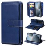 Per Xiaomi 14T Portafoglio multifunzione 10 slot per carte Custodia in pelle per telefono (blu scuro)
