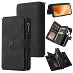 Per Xiaomi 14T Pro Skin Feel Multi Card Slots Zipper Wallet Custodia in pelle per telefono (nero)