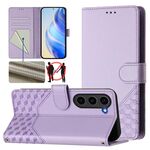 Per Samsung Galaxy S23+ 5G Custodia per telefono in pelle con stampa a nido d'ape RFID (viola chiaro)
