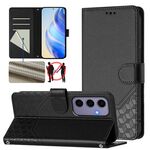 Per Samsung Galaxy S24 5G Custodia per telefono in pelle con stampa a nido d'ape RFID (nera)