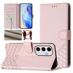 Per Samsung Galaxy S24 FE 5G Custodia per telefono in pelle con stampa a nido d'ape RFID (rosa)