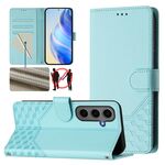 Per Samsung Galaxy S24+ 5G Custodia per telefono in pelle con stampa a nido d'ape RFID (verde menta)