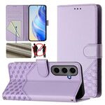 Per Samsung Galaxy S24+ 5G Custodia per telefono in pelle con stampa a nido d'ape RFID (viola chiaro)