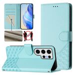 Per Samsung Galaxy S24 Ultra 5G Custodia per telefono in pelle con stampa a nido d'ape RFID (verde menta)