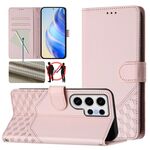 Per Samsung Galaxy S24 Ultra 5G Custodia per telefono in pelle con stampa a nido d'ape RFID (rosa)