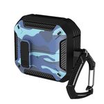 Per Samsung Galaxy Buds3 / 3 Pro Camouflage Custodia protettiva per auricolari con interruttore e gancio (blu)