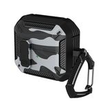 Per Samsung Galaxy Buds3 / 3 Pro Camouflage Custodia protettiva per auricolari con interruttore e gancio (grigio scuro)