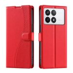 Per Redmi K70 Voltage Custodia per telefono in pelle ultra sottile a pois (rosso)