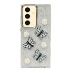 Per Samsung Galaxy S24 FE 5G Custodia per telefono in TPU con glitter a farfalla tridimensionale (blu)