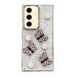 Per Samsung Galaxy S24 FE 5G Custodia per telefono in TPU con glitter a farfalla tridimensionale (rosa)