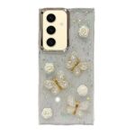 Per Samsung Galaxy S24 FE 5G Custodia per telefono in TPU con glitter a farfalla tridimensionale (oro)