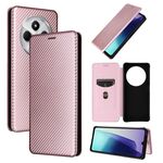Per Redmi 14C Custodia in pelle con texture in fibra di carbonio (rosa)