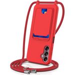 Per Samsung Galaxy S24 FE 5G Custodia per telefono in silicone liquido tinta unita con cordino (rosso)