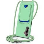 Per Samsung Galaxy S24 FE 5G Custodia per telefono in silicone liquido tinta unita con cordino (verde)
